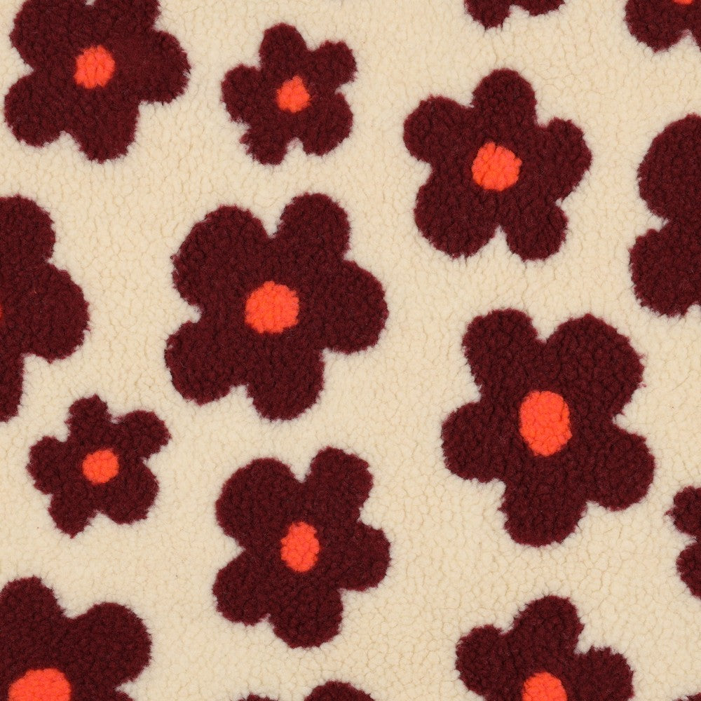 03716.001 TEDDY JACQUARD FLOWERS - BEIGE/WINE RED