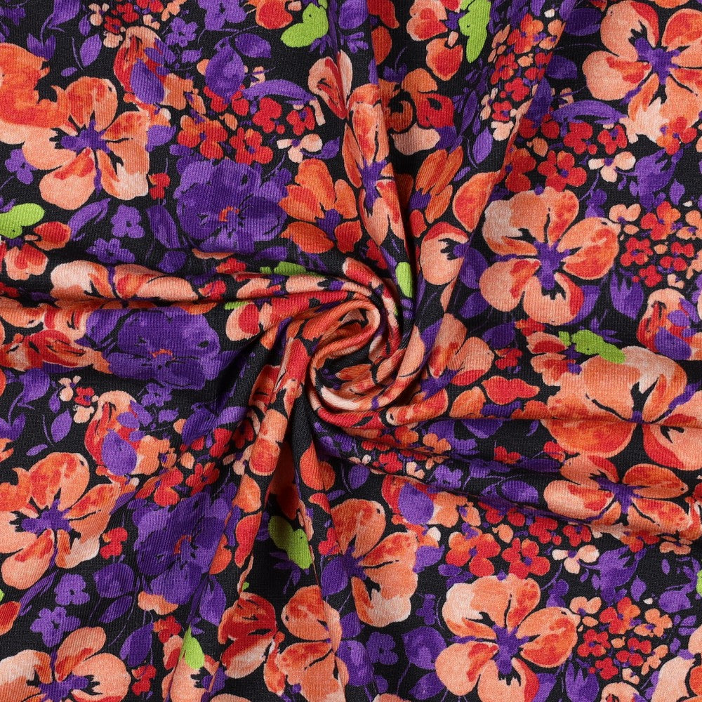 03230.001 JERSEY DIGITAL FLOWERS - NAVY