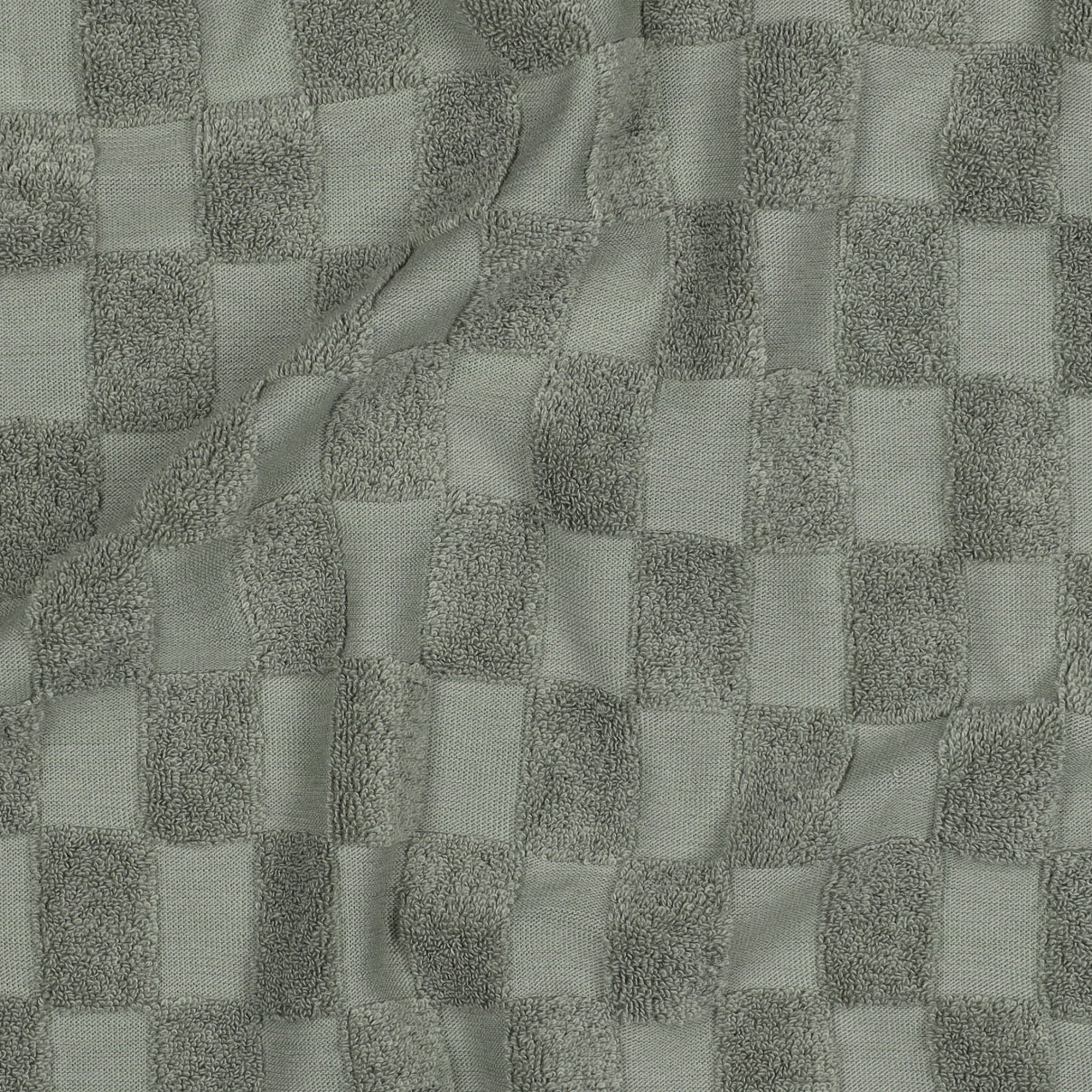 03297.001 COTTON TOWELLING KNIT CHECKS - GREEN