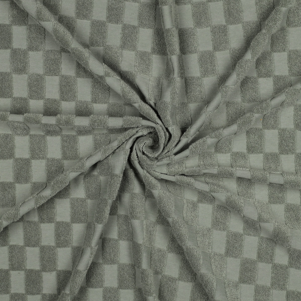 03297.001 COTTON TOWELLING KNIT CHECKS - GREEN