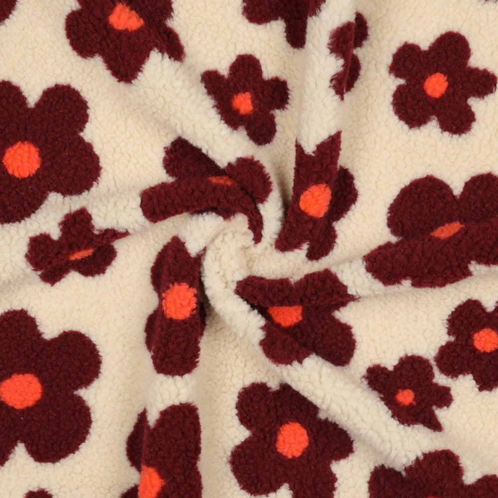 03716.001 TEDDY JACQUARD FLOWERS - BEIGE/WINE RED