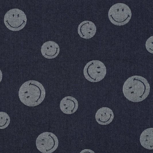 03865.001 DENIM JACQUARD SMILEYS - INDIGO