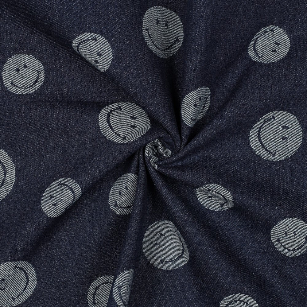 03865.001 DENIM JACQUARD SMILEYS - INDIGO