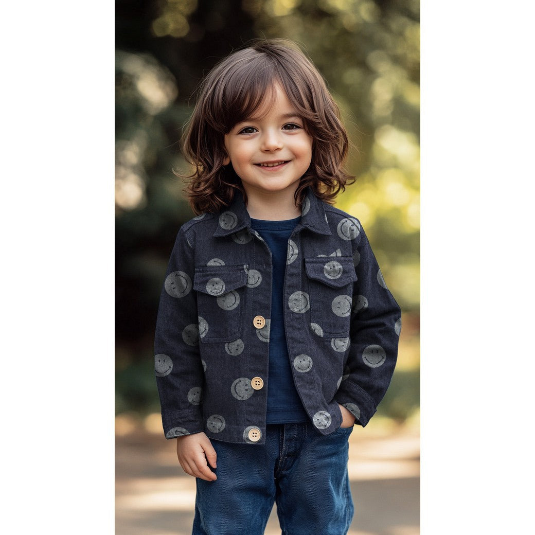 03865.001 DENIM JACQUARD SMILEYS - INDIGO