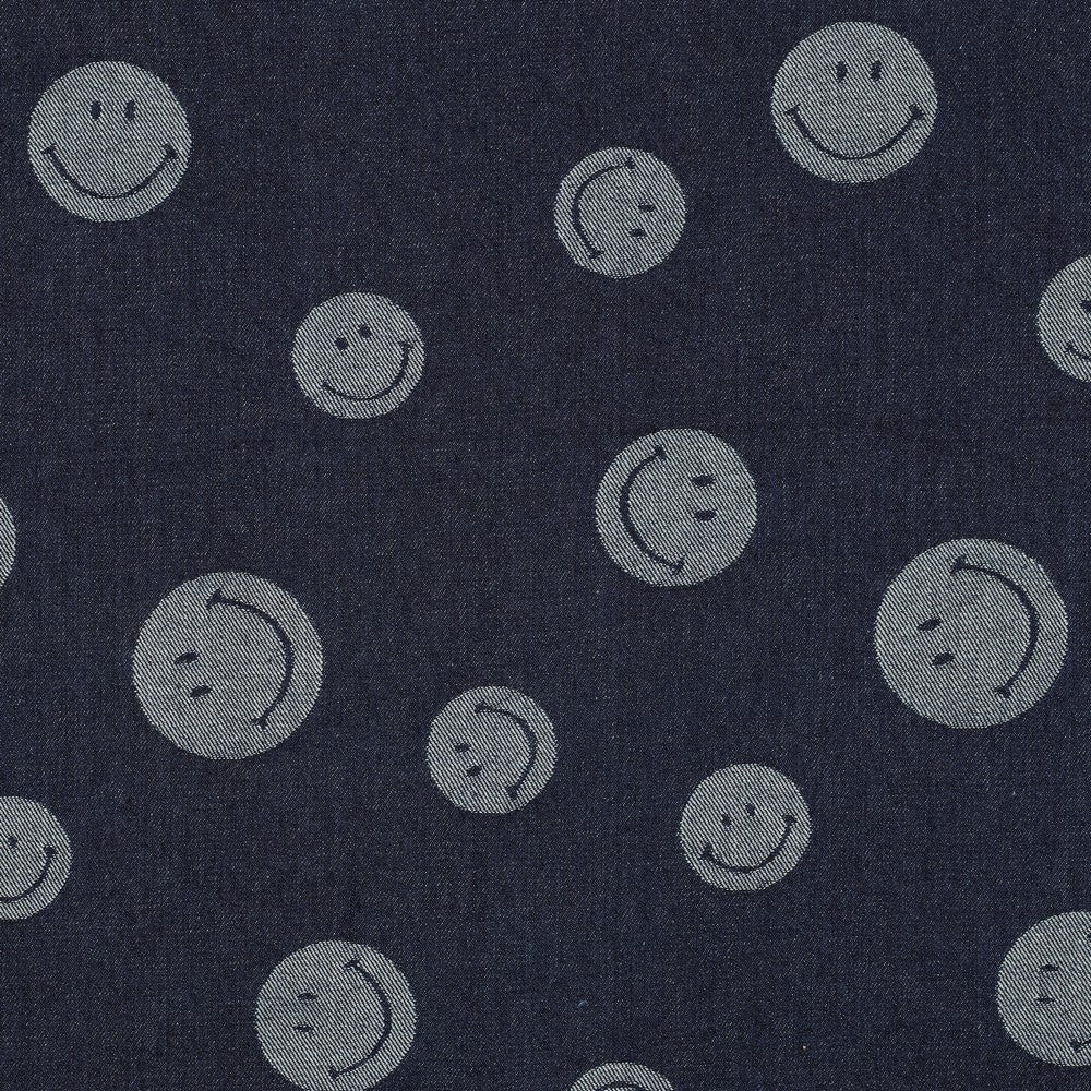 03865.001 DENIM JACQUARD SMILEYS - INDIGO